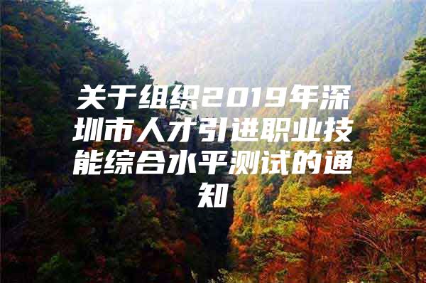 关于组织2019年深圳市人才引进职业技能综合水平测试的通知