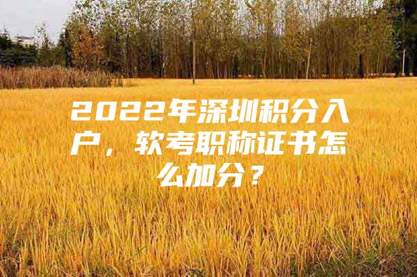 2022年深圳积分入户，软考职称证书怎么加分？