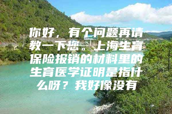 你好，有个问题再请教一下您。上海生育保险报销的材料里的生育医学证明是指什么呀？我好像没有