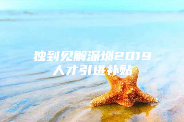 独到见解深圳2019人才引进补贴