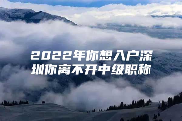 2022年你想入户深圳你离不开中级职称