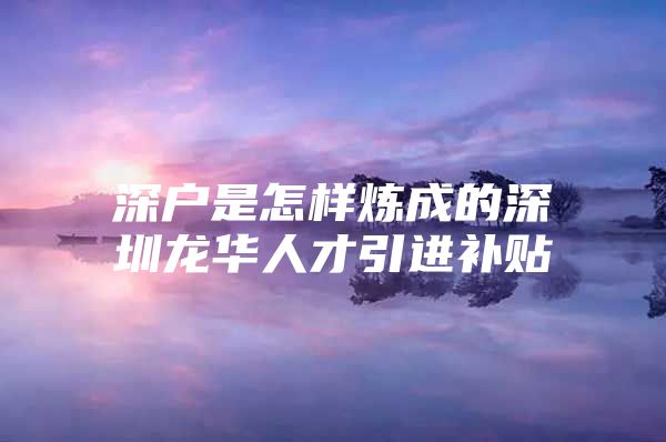 深户是怎样炼成的深圳龙华人才引进补贴