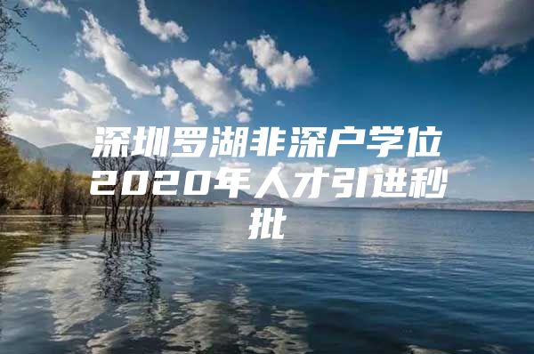 深圳罗湖非深户学位2020年人才引进秒批