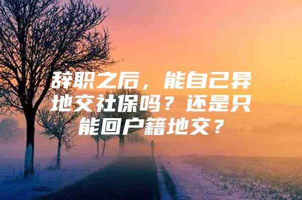 辞职之后，能自己异地交社保吗？还是只能回户籍地交？