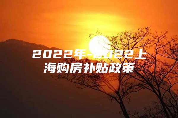 2022年-2022上海购房补贴政策