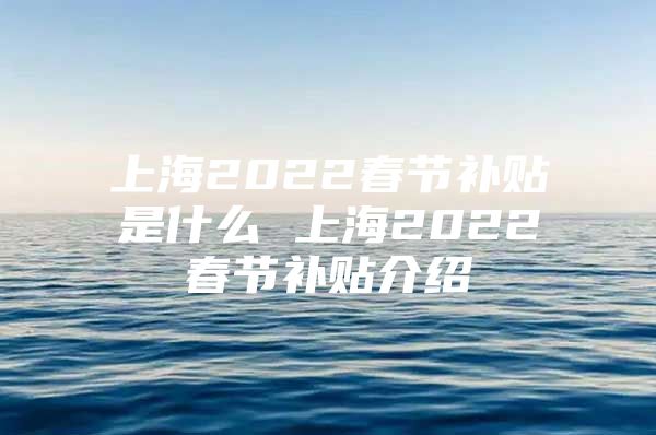 上海2022春节补贴是什么 上海2022春节补贴介绍