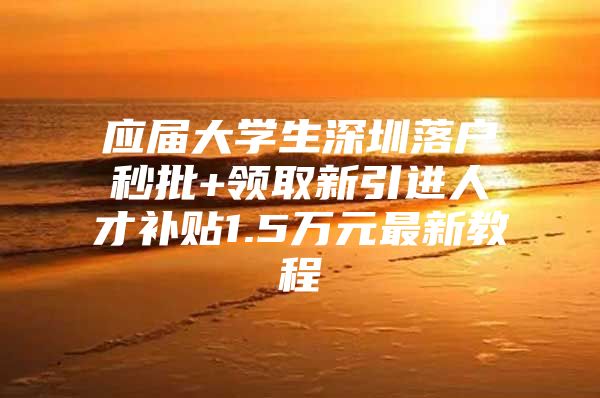 应届大学生深圳落户秒批+领取新引进人才补贴1.5万元最新教程