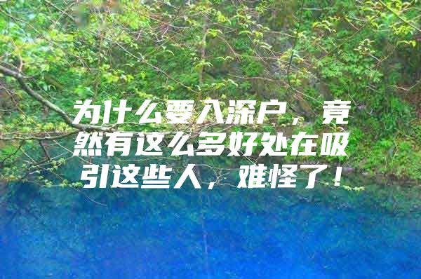 为什么要入深户，竟然有这么多好处在吸引这些人，难怪了！