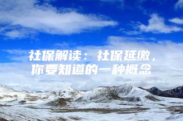 社保解读：社保延缴，你要知道的一种概念