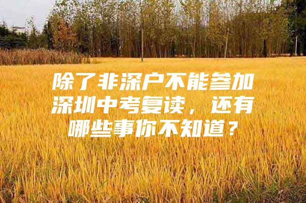 除了非深户不能参加深圳中考复读，还有哪些事你不知道？