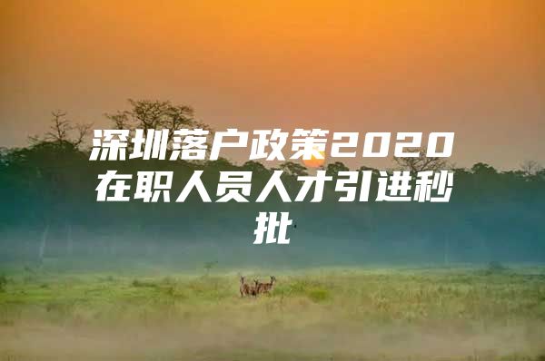 深圳落户政策2020在职人员人才引进秒批