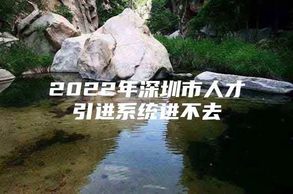 2022年深圳市人才引进系统进不去