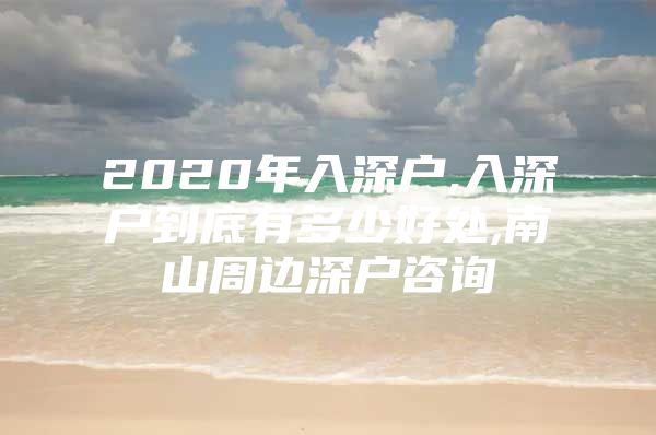 2020年入深户,入深户到底有多少好处,南山周边深户咨询