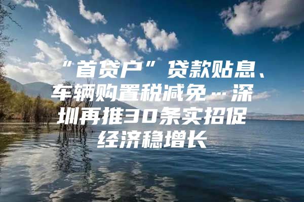 “首贷户”贷款贴息、车辆购置税减免…深圳再推30条实招促经济稳增长