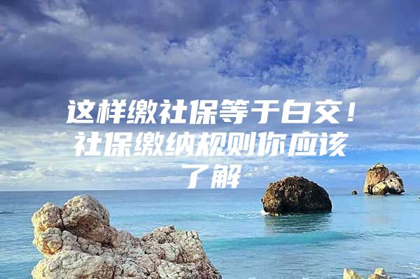 这样缴社保等于白交！社保缴纳规则你应该了解