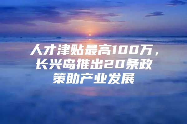 人才津贴最高100万，长兴岛推出20条政策助产业发展