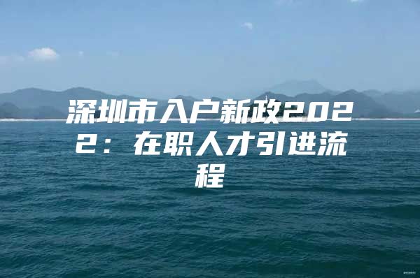 深圳市入户新政2022：在职人才引进流程