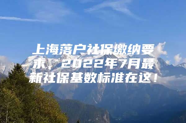 上海落户社保缴纳要求，2022年7月最新社保基数标准在这！