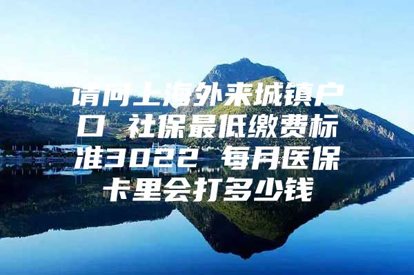 请问上海外来城镇户口 社保最低缴费标准3022 每月医保卡里会打多少钱