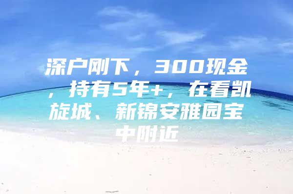 深户刚下，300现金，持有5年+，在看凯旋城、新锦安雅园宝中附近