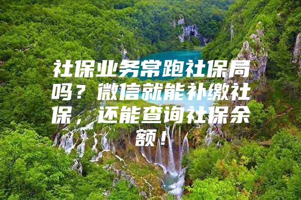 社保业务常跑社保局吗？微信就能补缴社保，还能查询社保余额！