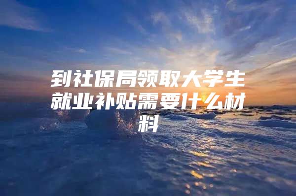 到社保局领取大学生就业补贴需要什么材料