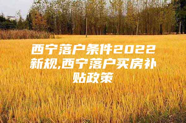 西宁落户条件2022新规,西宁落户买房补贴政策