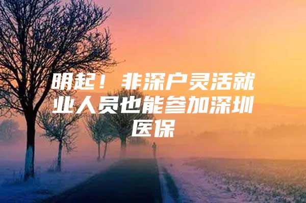 明起！非深户灵活就业人员也能参加深圳医保