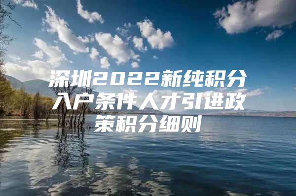 深圳2022新纯积分入户条件人才引进政策积分细则