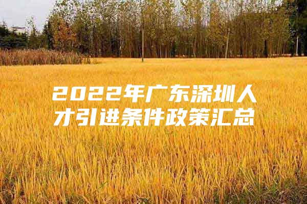 2022年广东深圳人才引进条件政策汇总