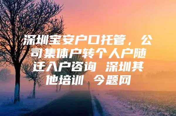 深圳宝安户口托管，公司集体户转个人户随迁入户咨询 深圳其他培训 今题网