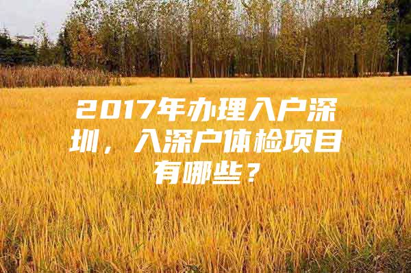 2017年办理入户深圳，入深户体检项目有哪些？