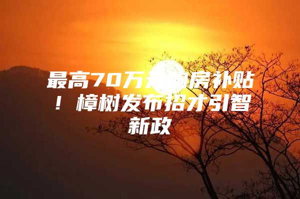 最高70万元购房补贴！樟树发布招才引智新政