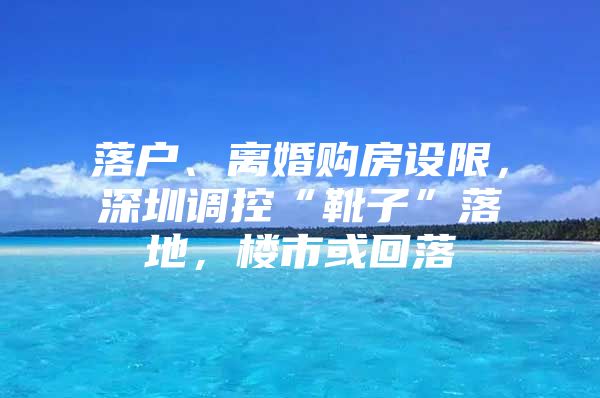 落户、离婚购房设限，深圳调控“靴子”落地，楼市或回落