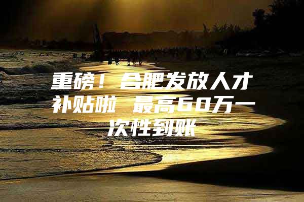 重磅！合肥发放人才补贴啦 最高60万一次性到账