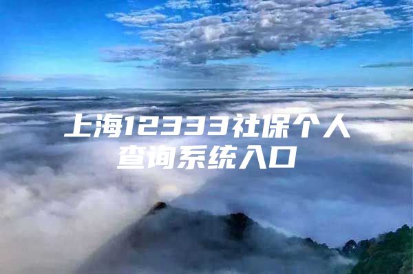 上海12333社保个人查询系统入口