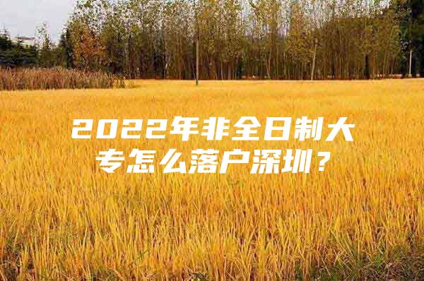 2022年非全日制大专怎么落户深圳？