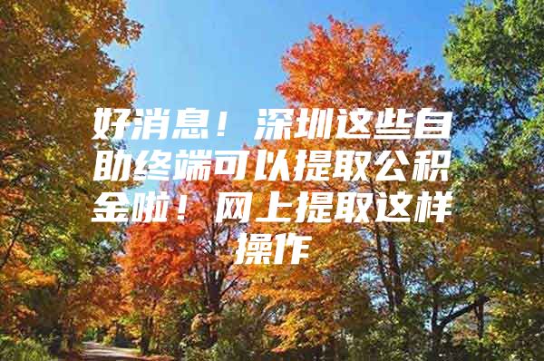 好消息！深圳这些自助终端可以提取公积金啦！网上提取这样操作