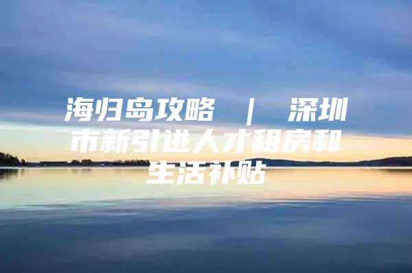 海归岛攻略 ｜ 深圳市新引进人才租房和生活补贴