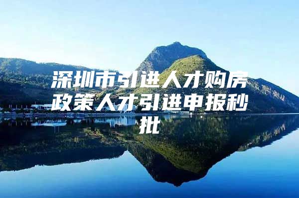 深圳市引进人才购房政策人才引进申报秒批