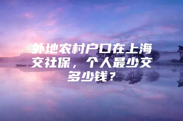 外地农村户口在上海交社保，个人最少交多少钱？