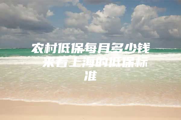 农村低保每月多少钱 来看上海的低保标准