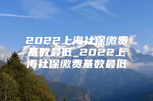 2022上海社保缴费基数最低_2022上海社保缴费基数最低