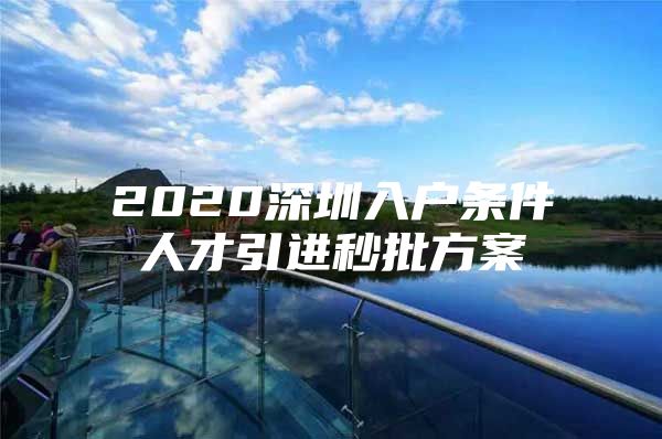 2020深圳入户条件人才引进秒批方案