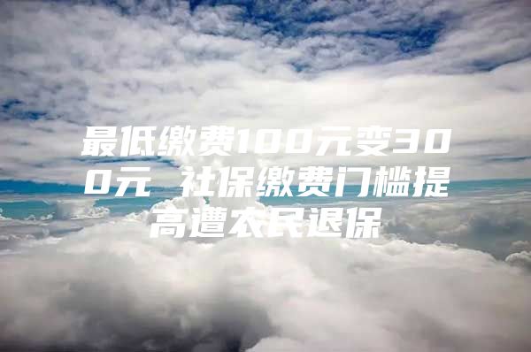 最低缴费100元变300元 社保缴费门槛提高遭农民退保