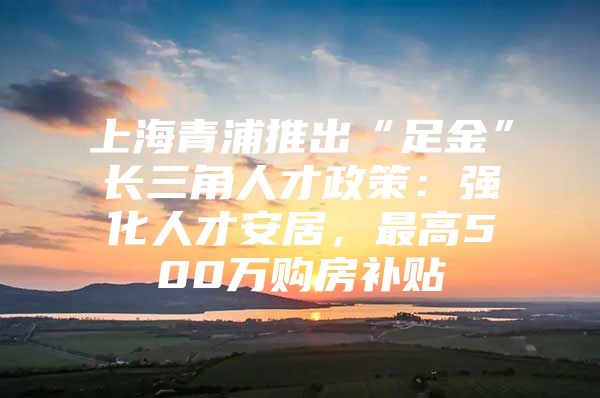 上海青浦推出“足金”长三角人才政策：强化人才安居，最高500万购房补贴