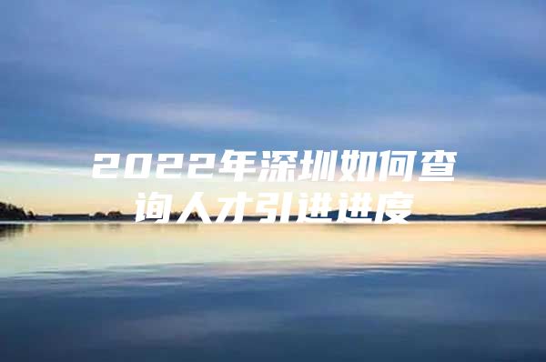 2022年深圳如何查询人才引进进度