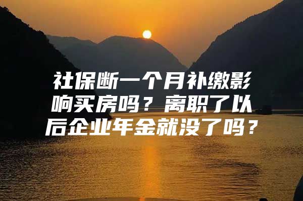 社保断一个月补缴影响买房吗？离职了以后企业年金就没了吗？