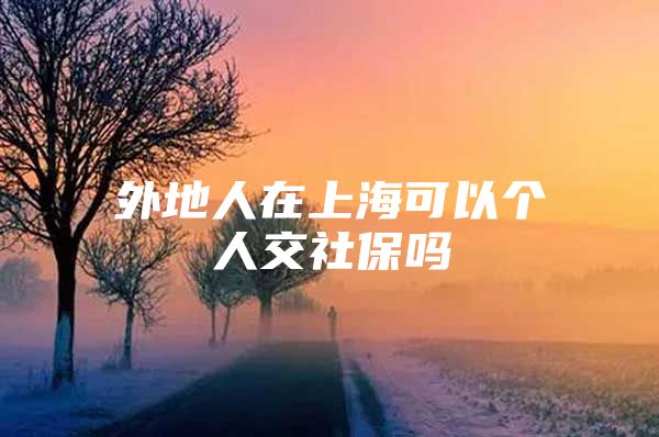 外地人在上海可以个人交社保吗