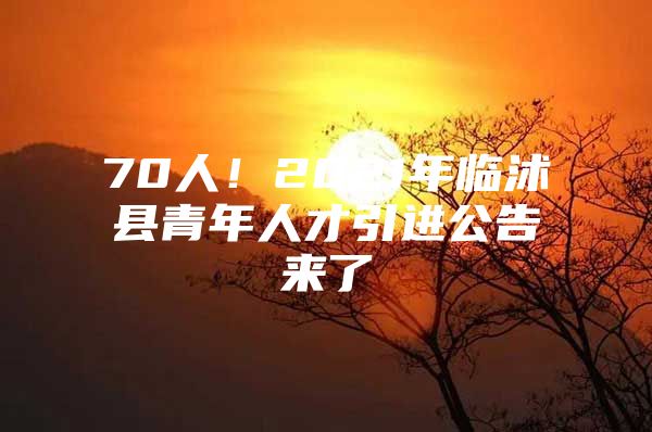 70人！2021年临沭县青年人才引进公告来了